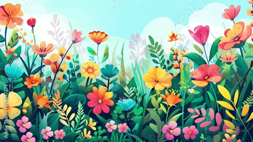 Colorful flower garden illustration. © Factory