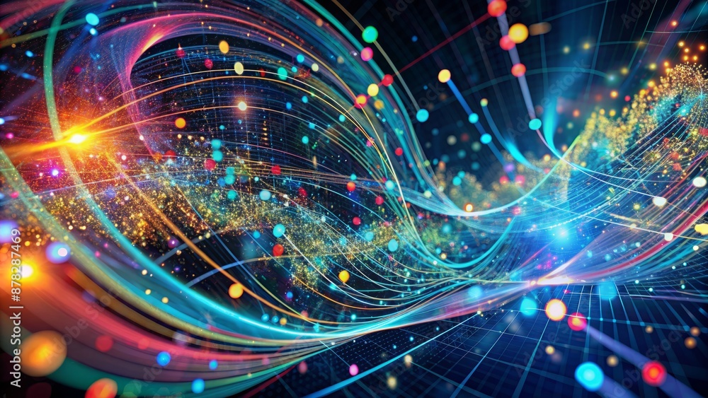 Vibrant futuristic visualization of swirling data streams, neural networks, and algorithmic patterns illuminating business intelligence and financial forecasting. Vibrant futuristic visualization of swirling data streams, neural networks, and algorithmic patterns illuminating business intelligence and financial forecasting.