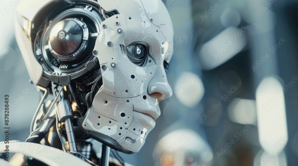 Fototapeta premium Android Face Close Up - Artificial Intelligence