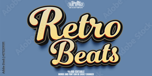Retro editable text effect, customizable vintage and classic 3d font style