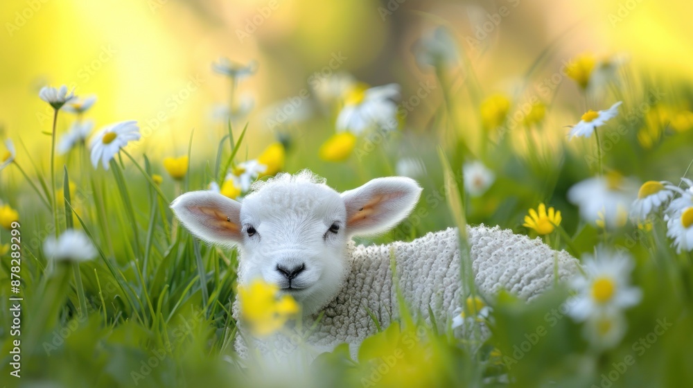Adorable Lamb in a Spring Meadow Adorable Lamb in a Spring Meadow
