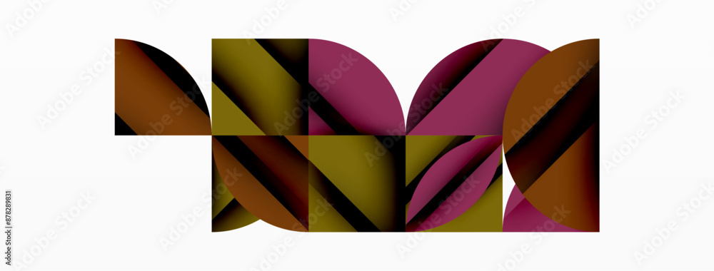 Circle, square and flower petal geometric background. Round shapes composition for wallpaper, banner, background or landing Circle, square and flower petal geometric background. Round shapes composition for wallpaper, banner, background or landing