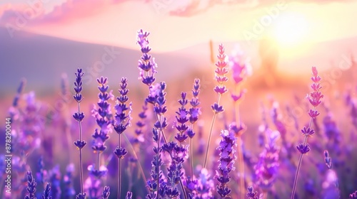 Lavender Field at Sunset