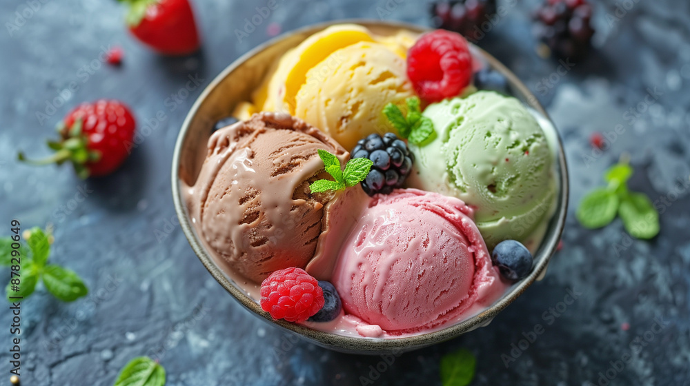difference flavors of ice cream in a dish difference flavors of ice cream in a dish