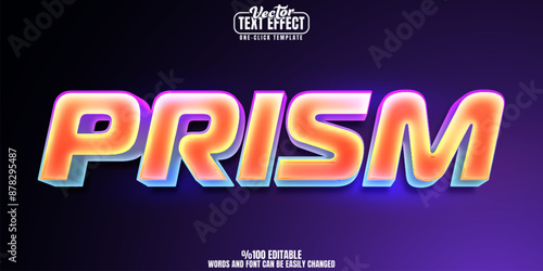 Slika na platnu Neon editable text effect, customizable bright and vibrant 3d font style