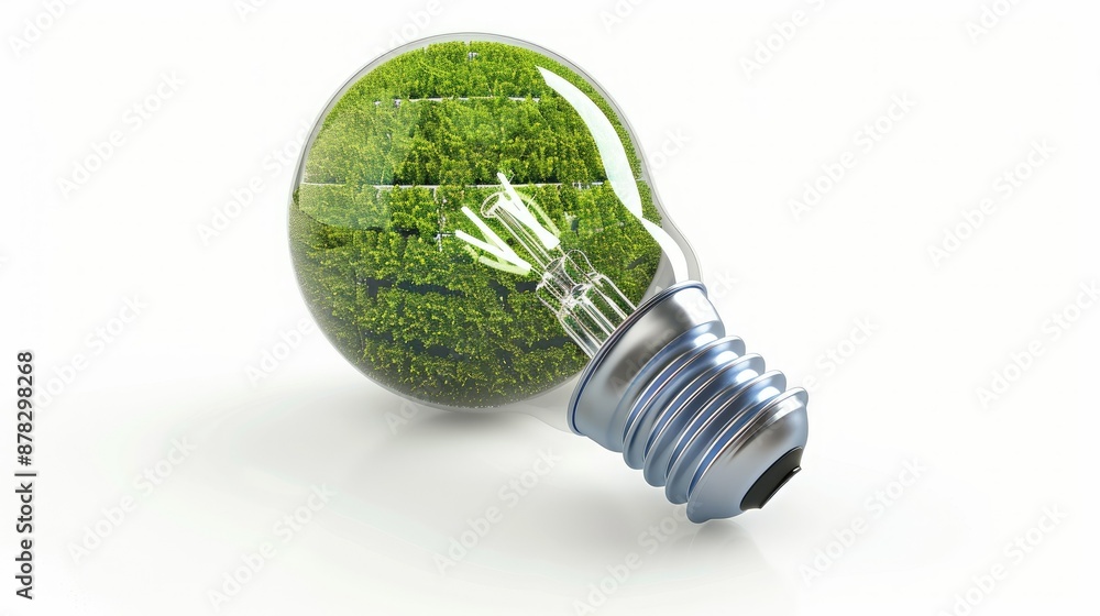 Eco LED light bulb with integrated solar panels, isolated on white, green energy Eco LED light bulb with integrated solar panels, isolated on white, green energy