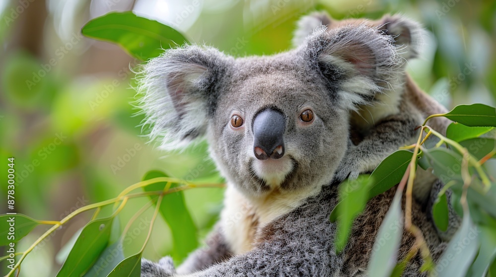 Koala Mother and Baby in Eucalyptus Tree Koala Mother and Baby in Eucalyptus Tree