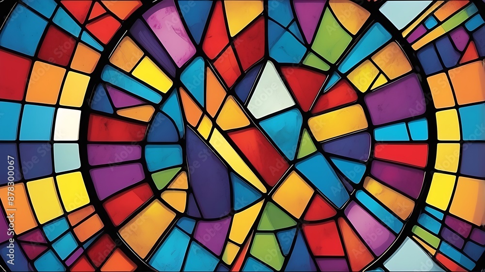 Fototapeta premium Abstract background illustration stained glass pattern colorful
