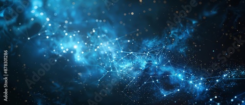 Abstract cosmic background with blue nebula and stars.