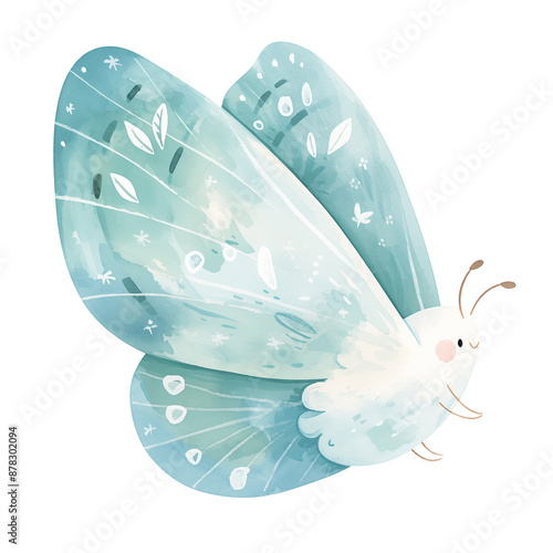Watercolor Cute butterfly isolated on transparent background..