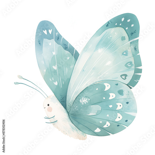 Watercolor Cute butterfly isolated on transparent background..