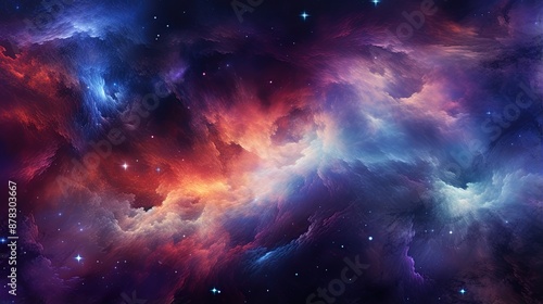 Cosmic background with nebulas, galaxies, stars and clouds. Ai generative