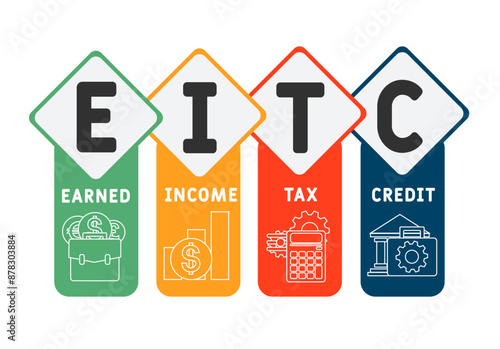 EITC - earned income tax credit acronym business concept. vector illustration concept with keywords and icons. lettering illustration with icons for web banner, flyer, landing page, presentation