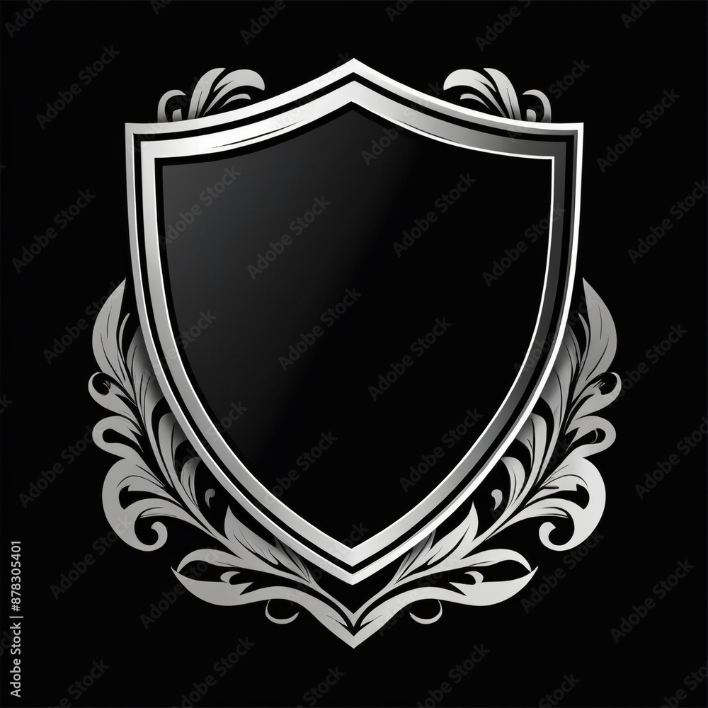 AI generative. Frame border shield of shaped emblem black on white background, isolated for logo, identity. Vintage style. 33 AI generative. Frame border shield of shaped emblem black on white background, isolated for logo, identity. Vintage style. 33