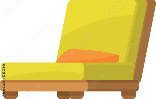 Yellow chaise longue with an orange pillow is providing comfort and relaxation