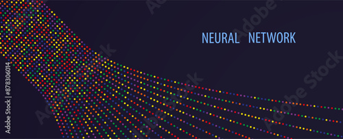 Neural network concept. Connected cells with links. High technology process. Abstract futuristic background. Vector art.