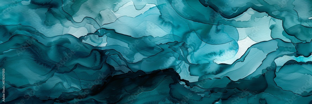 Abstract Blue Ink Art Painting Abstract Blue Ink Art Painting