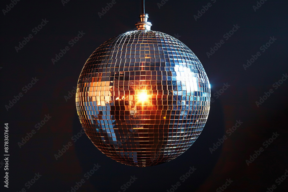 Obraz premium Glittering Disco Ball on Black Background