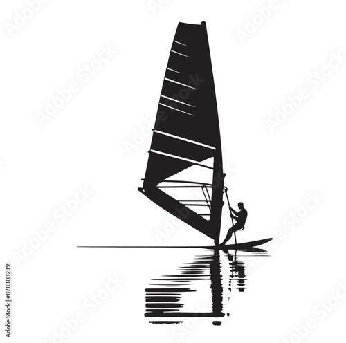 Set Of Windsurfing Silhouettes Illustration vector