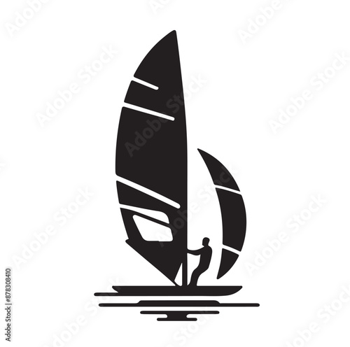 Set Of Windsurfing Silhouettes Illustration vector