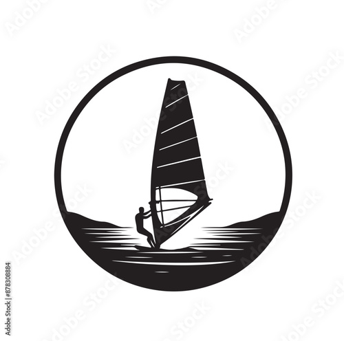 Set Of Windsurfing Silhouettes Illustration vector
