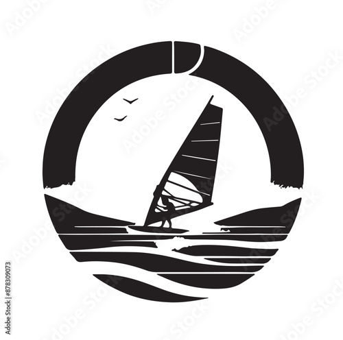 Set Of Windsurfing Silhouettes Illustration vector