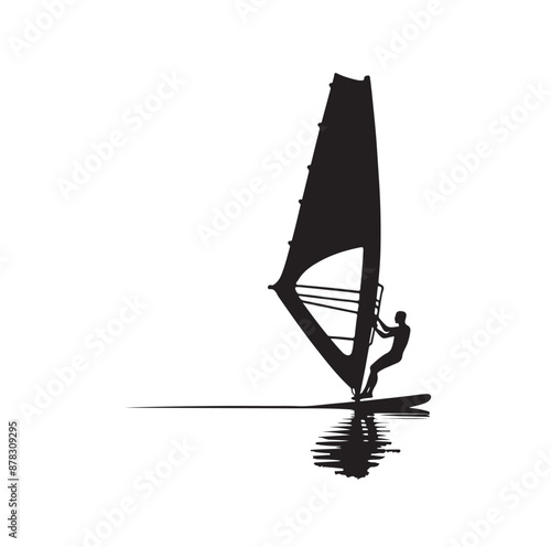Set Of Windsurfing Silhouettes Illustration vector
