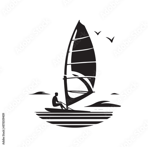Set Of Windsurfing Silhouettes Illustration vector