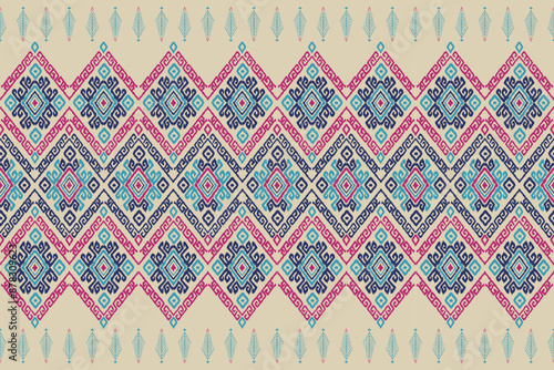 Geometric ethnic oriental ikat seamless pattern traditional background. vector design for fashion, ikat fabric, wallpaper carpet,wallpaper,clothing,wrapping,Batik,fabric,Vector illustration.embroidery