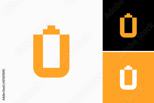 Letter U Battery Vector Logo Premium