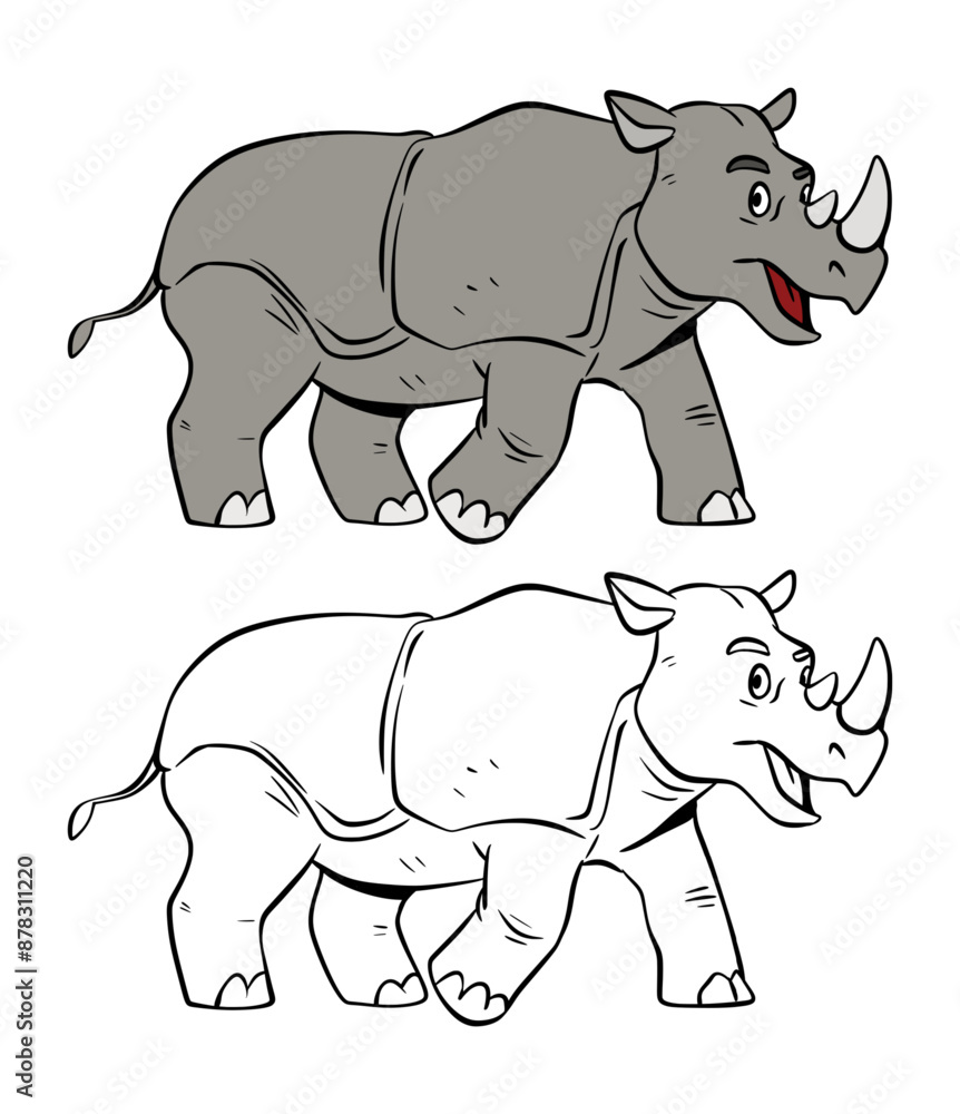 Fototapeta premium Hand Drawn Rhino Vector Illustration