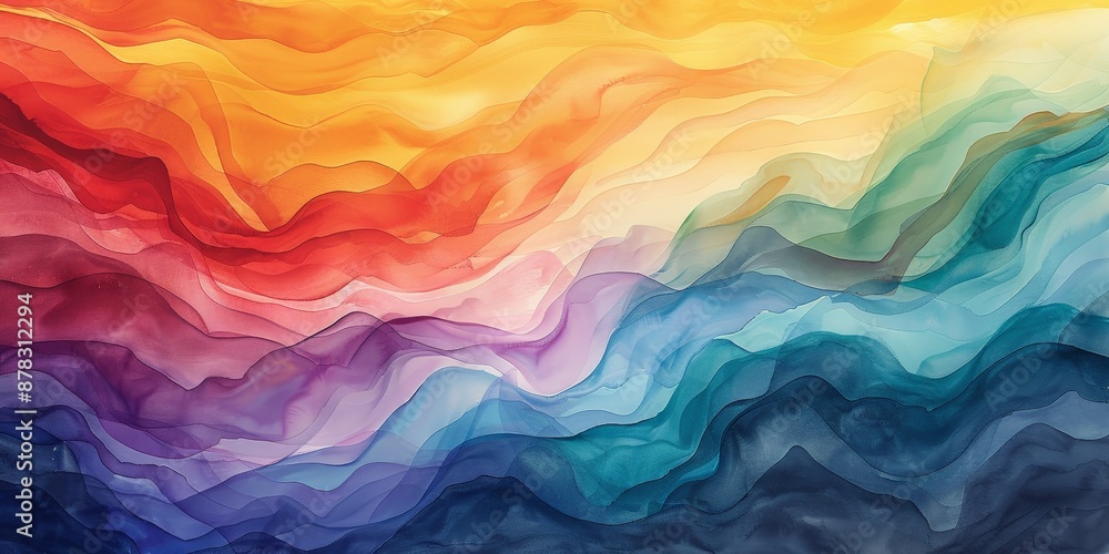 Fototapeta premium Abstract Rainbow Watercolor Painting