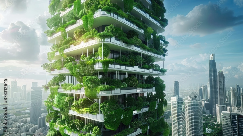 Obraz premium Vertical Farming in Urban Skyscraper, Sustainable Agriculture Concept