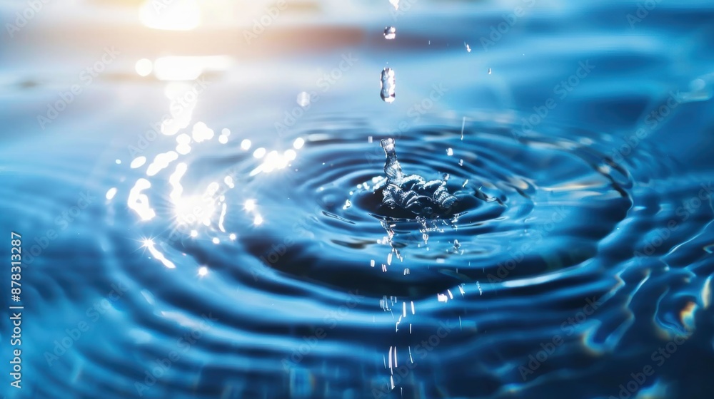 A single water droplet creates ripples in a calm pond, capturing a serene moment with natural beauty. A single water droplet creates ripples in a calm pond, capturing a serene moment with natural beauty.