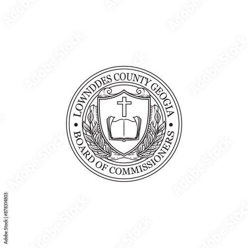 Official Seal with Cross, Bible, and Laurel Wreath