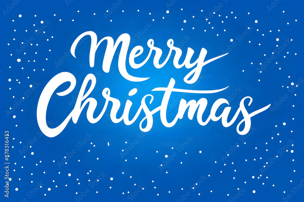Greeting card with white calligraphy lettering Merry Christmas. Illustration with text for Christmas on blue background with circle bokeh and snow.. Merry Christmas video screensaver. Greeting card with white calligraphy lettering Merry Christmas. Illustration with text for Christmas on blue background with circle bokeh and snow.. Merry Christmas video screensaver.