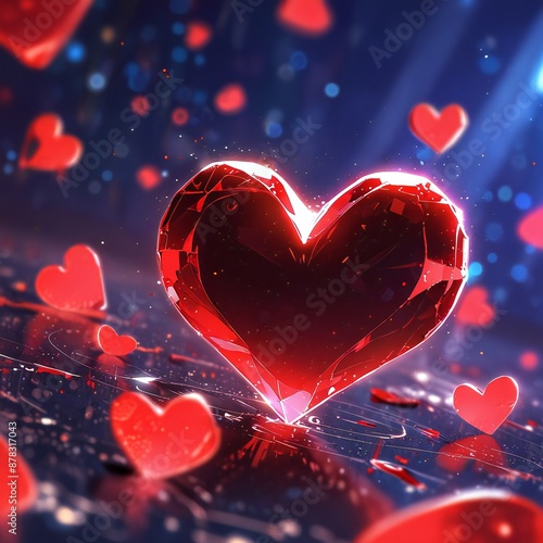 a bright red neon heart glowing in the black, in the style of personal iconography
