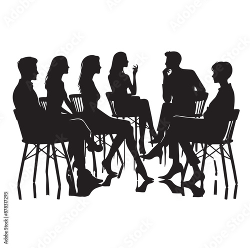 Business peiple sitting on conference or other meeting silhouette vector