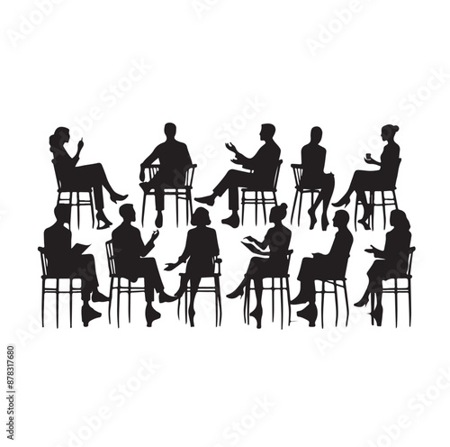 Business peiple sitting on conference or other meeting silhouette vector