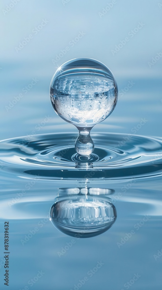 water droplet with a reflection on the water water droplet with a reflection on the water