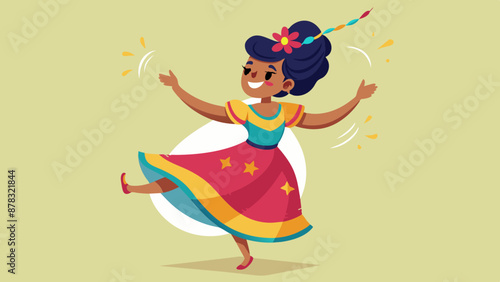 Cheerful Latina Woman in Colorful Sundress Twirling