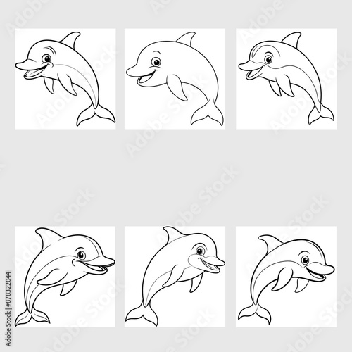 set of dolphins vector 