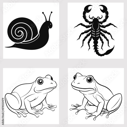 set of different reptile vector