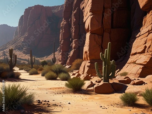 sunny day in a stylized summer canyon