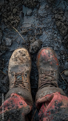 person's muddy shoes in the mud © LUPACO D