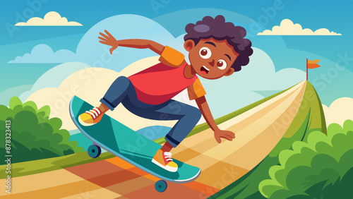 A mixed-race teenager skateboarding down a ramp, performing a trick with confidence and style.
