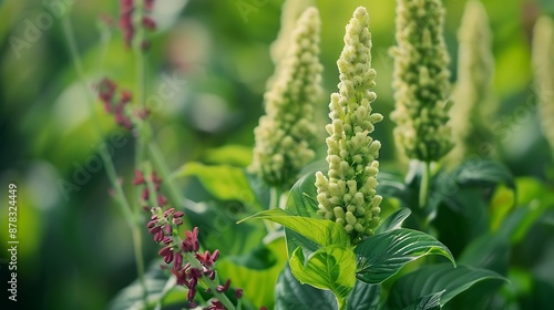 Amaranth flower beautiful big green flower close up very detailed and realistic shape