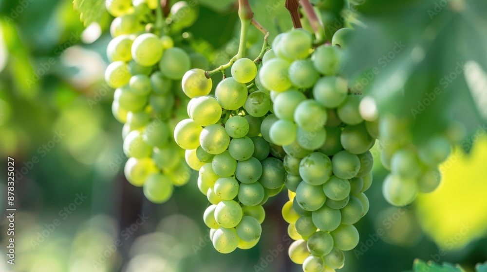 Luscious Green Grapes Ripening on Vine in Vibrant Vineyard Close-Up Luscious Green Grapes Ripening on Vine in Vibrant Vineyard Close-Up