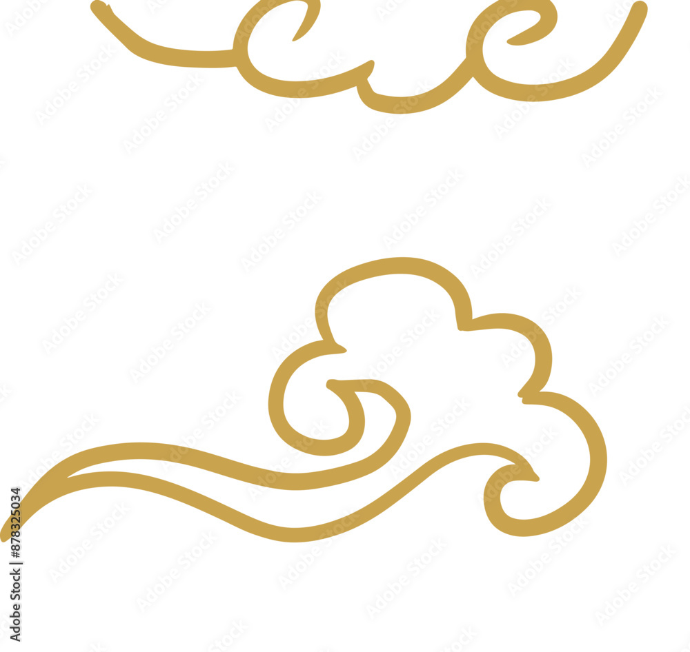 Fototapeta premium Chinese golden auspicious cloud lines