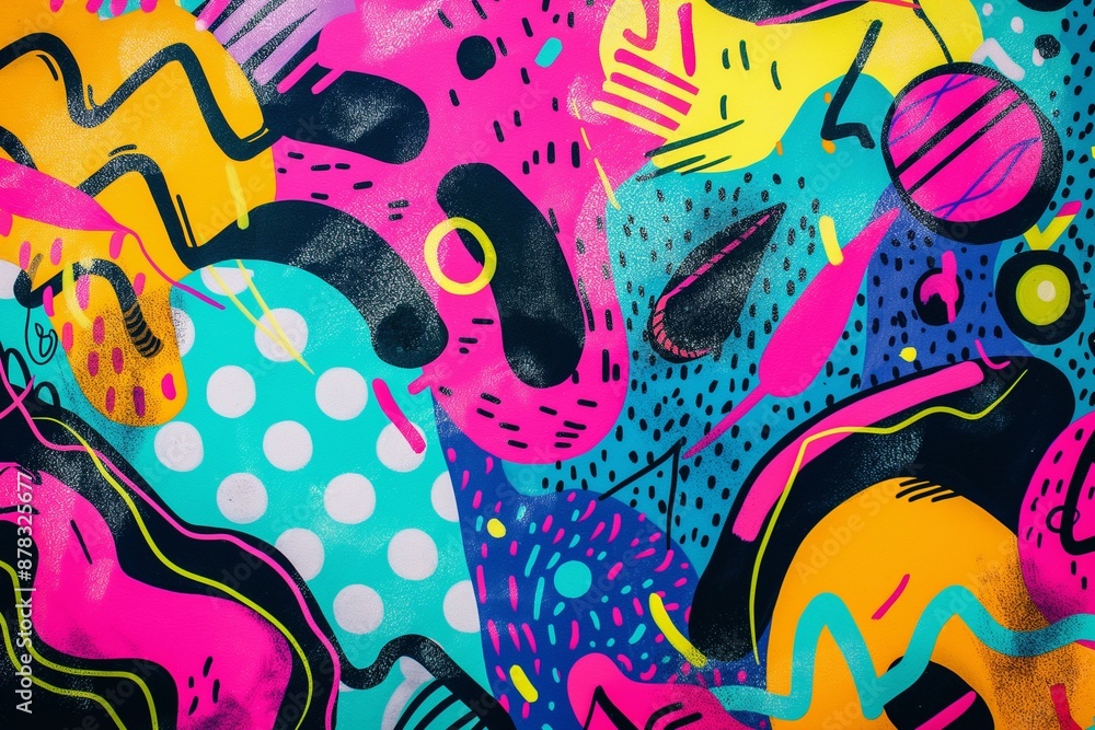 Energetic abstract background featuring erratic patterns and a mix of bright colors, perfect for lively projects. Energetic abstract background featuring erratic patterns and a mix of bright colors, perfect for lively projects.